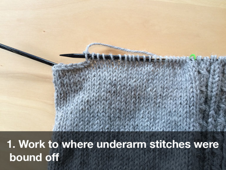 How to join sleeves to body in bottomup sweaters Elizabeth Smith Knits