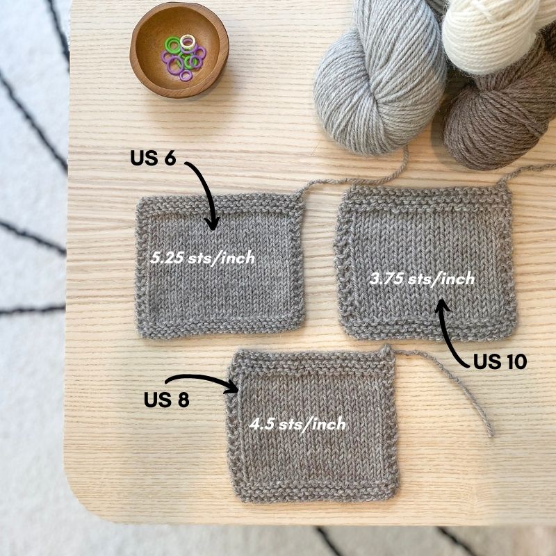 One yarn, three gauges – Elizabeth Smith Knits