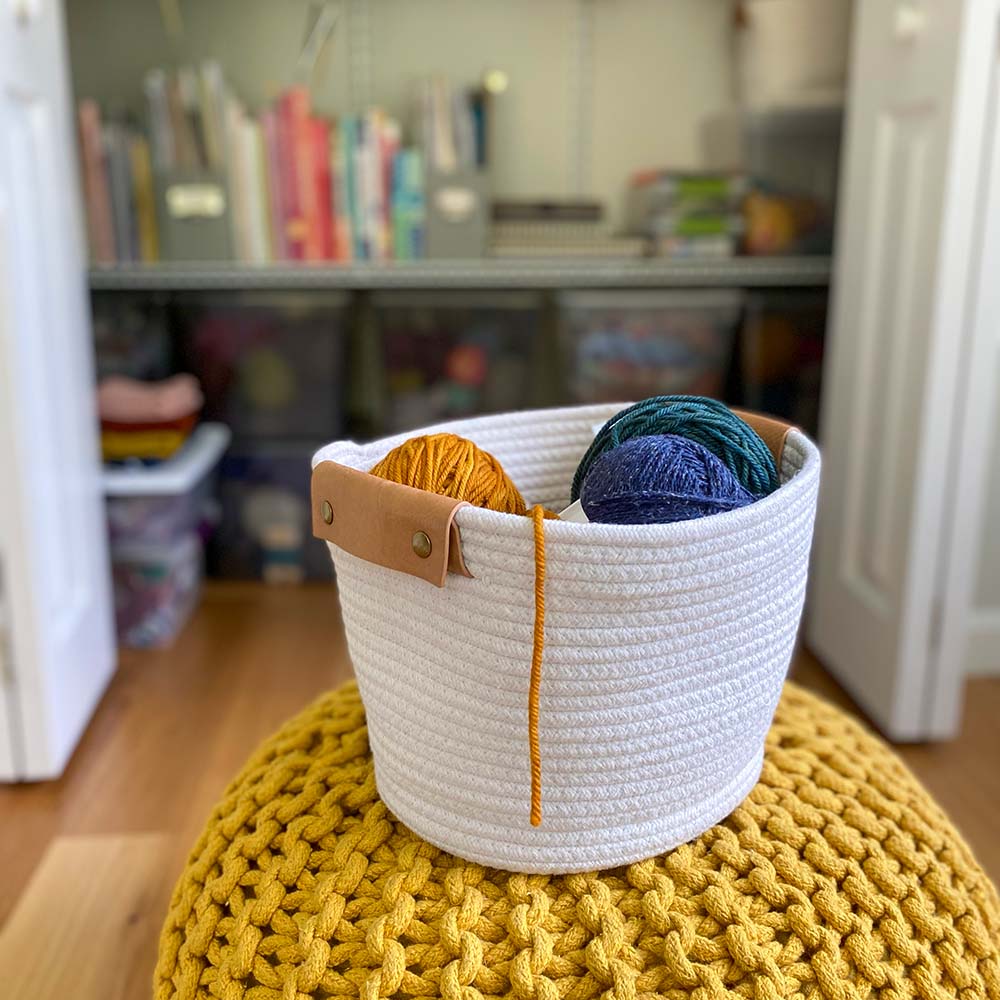 Knitted folding craft/knitting storage bag/basket